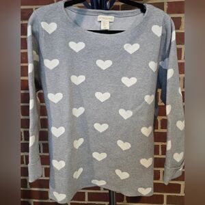 Cynthia Rowley VALENTINES DAY Grey Soft Cozy Heart Pattern Sweater